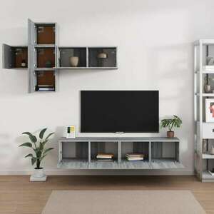 4 db szürke sonoma színű szerelt fa tv-szekrény 80 x 30 x 30 cm kép