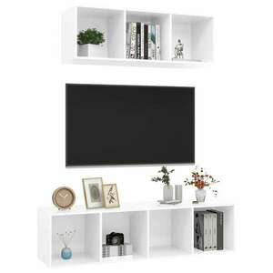 vidaXL magasfényű fehér forgácslap fali TV-szekrény 37 x 37 x 107 cm kép
