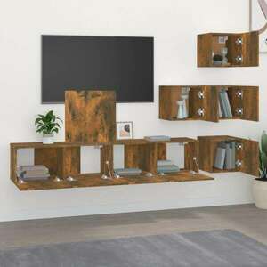 Füstös tölgyszínű falra szerelhető szerelt fa tv-szekrény kép