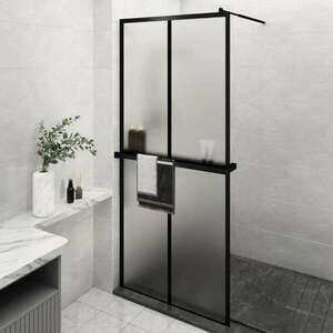vidaXL fekete ESG üveg és alumínium zuhanyfal polccal 90 x 195 cm kép
