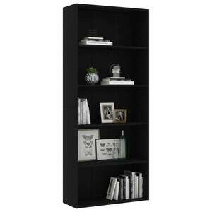 5 szintes fekete forgácslap könyvszekrény 80 x 30 x 189 cm kép