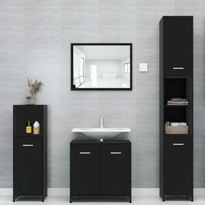 3 részes fekete forgácslap fürdőszobai bútorszett kép