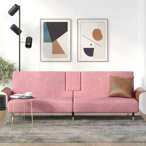 vidaXL rózsaszín bársony kanapéágy pohártartókkal kép