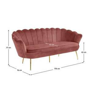 Luxus heverő, 3-as ülés, rózsaszín Velvet szövet/króm arany, Art-... kép