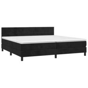 Fekete bársony rugós és led-es ágy matraccal 200x200 cm kép