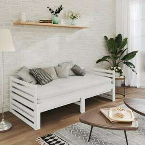 Fehér tömör fenyőfa kihúzható kanapéágy 2 x (90 x 200) cm kép
