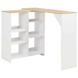 Fehér bárasztal mozgatható polccal 138 x 39 x 110 cm kép