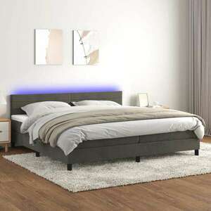 vidaXL sötétszürke bársony rugós és LED-es ágy matraccal 200x200 cm kép