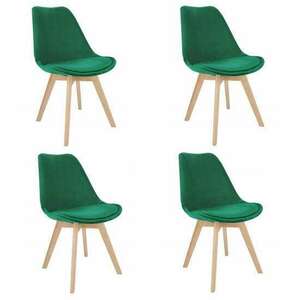 Skandináv stílusú székek, fa, bársony, zöld, szett 4 db, 49x60x82... kép