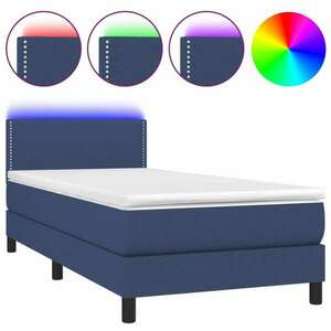 Kék szövet rugós és led-es ágy matraccal 90x200 cm kép