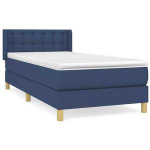 Kék szövet rugós ágy matraccal 100 x 200 cm kép