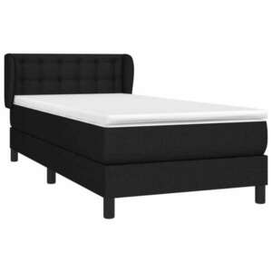 Fekete szövet rugós ágy matraccal 90x200 cm kép