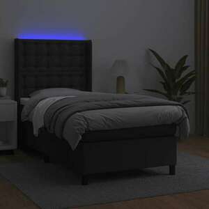 Fekete műbőr rugós ágy matraccal és led-del 80 x 200 cm kép