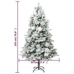 vidaXL PVC/PE karácsonyfa pelyhes hóval, LED-ekkel, tobozokkal 195 cm kép