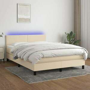 vidaXL krémszínű szövet rugós és LED-es ágy matraccal 140x200 cm kép