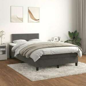 vidaXL sötétszürke bársony rugós ágy matraccal 120 x 200 cm kép
