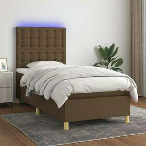 vidaXL barna szövet rugós és LED-es ágy matraccal 100x200 cm kép
