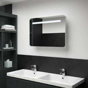 vidaXL tükrös fürdőszobaszekrény LED világítással 80 x 9, 5 x 55 cm kép