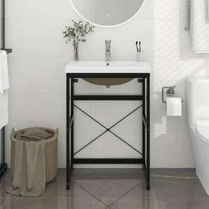 vidaXL fekete vas fürdőszobai mosdókagylóváz beépített mosdóval kép
