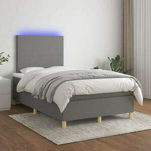 vidaXL sötétszürke szövet rugós és LED-es ágy matraccal 120 x 200 cm kép