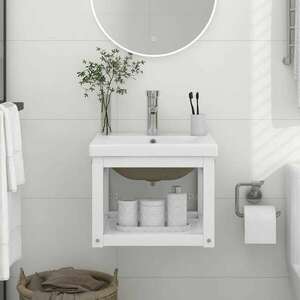vidaXL fehér vas fürdőszobai mosdókagylóváz beépített mosdóval kép