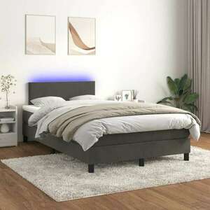 vidaXL sötétszürke bársony rugós és LED-es ágy matraccal 120x200 cm kép