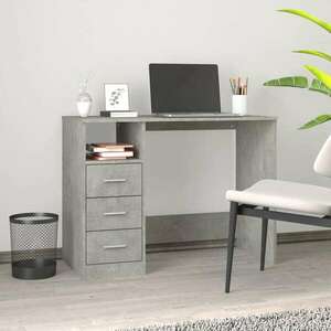 vidaXL betonszürke színű szerelt fa íróasztal fiókokkal 102x50x76 cm kép