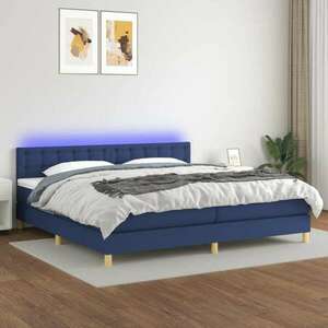 vidaXL kék szövet rugós és LED-es ágy matraccal 200 x 200 cm kép