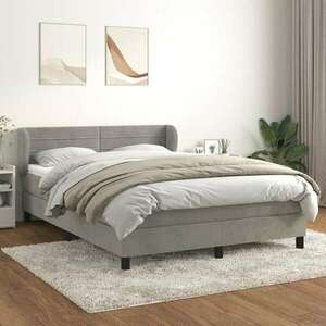 Világosszürke bársony rugós ágy matraccal 140x190 cm kép