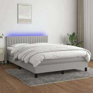 vidaXL világosszürke szövet rugós és LED-es ágy matraccal 140x200 cm kép