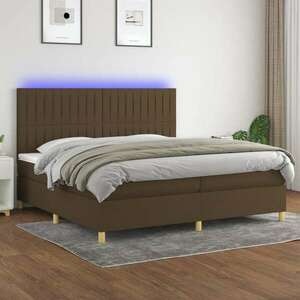 vidaXL barna szövet rugós és LED-es ágy matraccal 200x200 cm kép