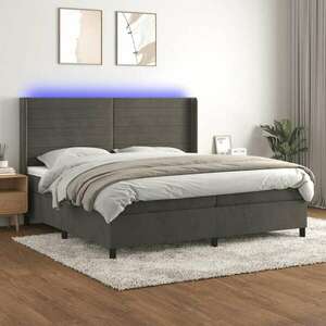 vidaXL sötétszürke bársony rugós és LED-es ágy matraccal 200x200 cm kép