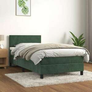 vidaXL sötétzöld bársony rugós ágy matraccal 80 x 200 cm kép