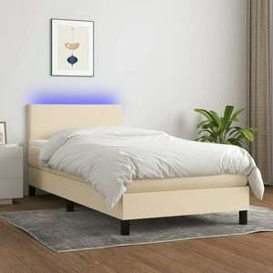 vidaXL krémszínű szövet rugós és LED-es ágy matraccal 80 x 200 cm kép