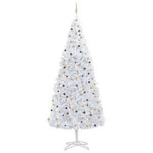 vidaXL fehér műkarácsonyfa LED-ekkel és gömbökkel 500 cm kép