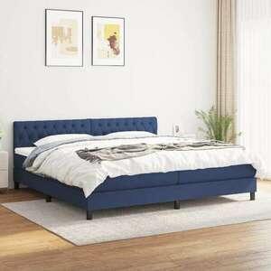vidaXL kék szövet rugós ágy matraccal 200 x 200 cm kép