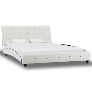 Fehér műbőr ágy memóriahabos matraccal 120 x 200 cm kép