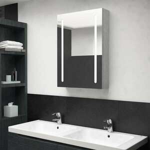 vidaXL betonszürke LED-es tükrös fürdőszobaszekrény 50 x 13 x 70 cm kép