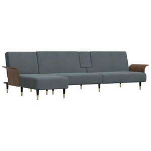 Sötétszürke l-alakú bársony kanapéágy 279x140x70 cm kép