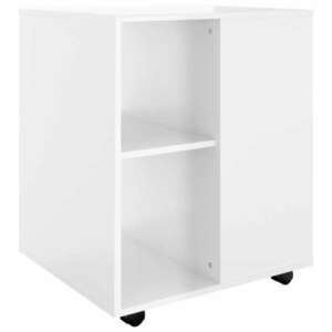 Magasfényű fehér forgácslap kerekes szekrény 60 x 53 x 72 cm kép
