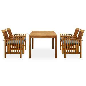 3058088 5 piece garden dining set with cushions solid acacia wood... kép