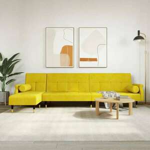vidaXL sárga L-alakú bársony kanapéágy 271x140x70 cm kép