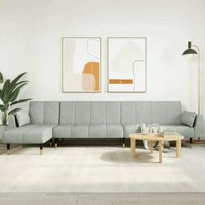 vidaXL világosszürke L-alakú bársony kanapéágy 275x140x70 cm kép
