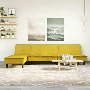 vidaXL sárga L-alakú bársony kanapéágy 255x140x70 cm kép