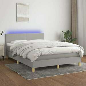 vidaXL világosszürke szövet rugós és LED-es ágy matraccal 140x190 cm kép