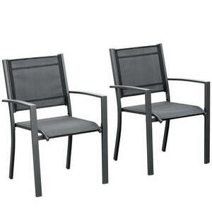 2db kerti szék készlet, Outsunny, Vas/Textil, 64x58x87cm, Fekete kép