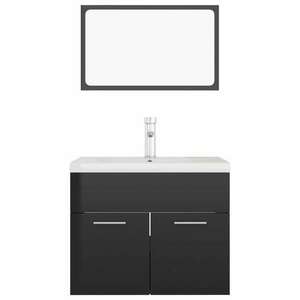 vidaXL magasfényű fekete forgácslap fürdőszobai bútorszett kép