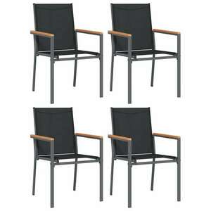 4 db fekete textilén és acél kerti szék 55x61, 5x90 cm kép