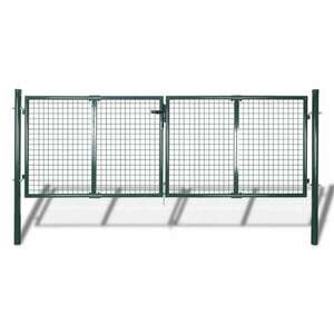 vidaXL zöld acél kerítés kapu 306 x 175 cm kép