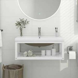 vidaXL fehér vas fürdőszobai mosdókagylóváz beépített mosdóval kép